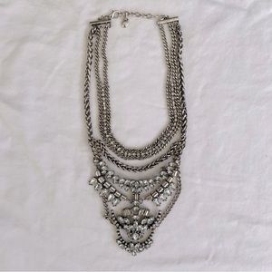 BaubleBar Silver and Rhinestone Xenia Bib Necklace